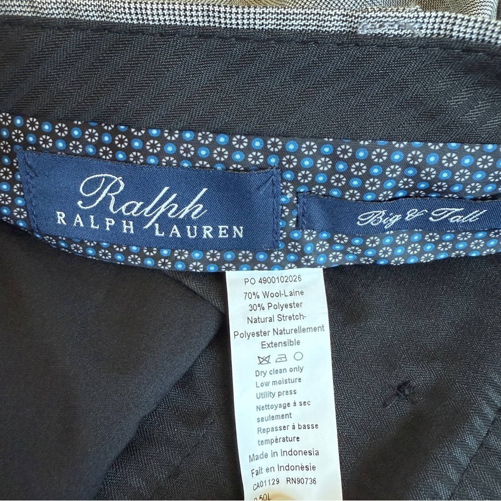 Ralph Lauren Men's Big & Tall Dress Pants 50L Flat Front Glen Plaid Wool Blend - Picture 8 of 8